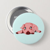 Roze rand met blauwe ogen Button - Uw kleur (Voorkant /achterkant)