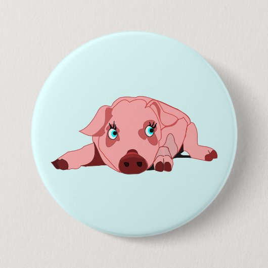 Roze rand met blauwe ogen Button - Uw kleur (Voorkant)