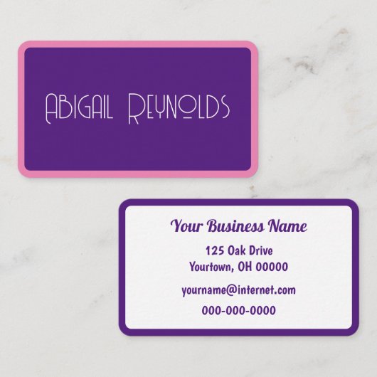Roze rand op Paars Visitekaartje (Voorkant / Achterkant)