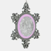 Roze rand rond tin sneeuwvlok ornament (Links)