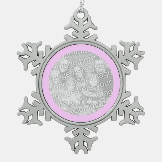 Roze rand rond tin sneeuwvlok ornament (Voorkant)