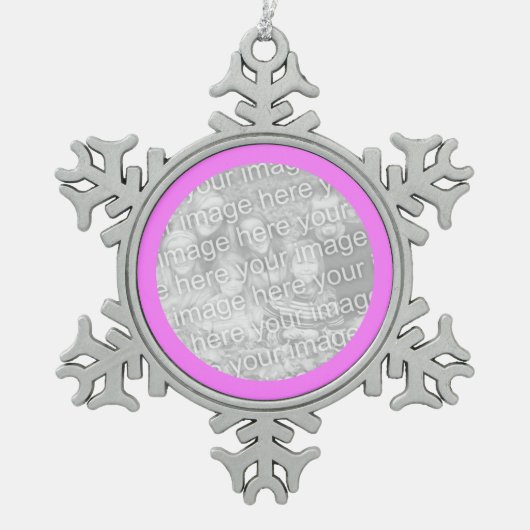 Roze rand rond tin sneeuwvlok ornament (Voorkant)