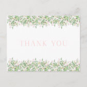 Roze rand Rosebud Dank u Briefkaart (Voorkant)