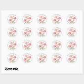 Roze ranunculus bloemenschilderij retouradres ronde sticker (Vel)