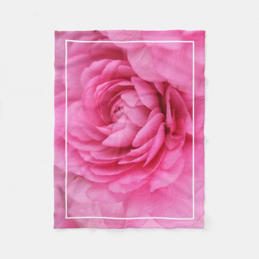 Roze Ranunculus Fleece Deken (Voorkant)