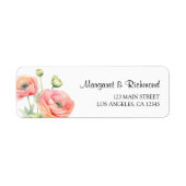 Roze Ranunculus Floral Wedding Retour Adres Etiket (Voorkant)