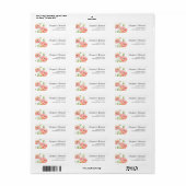 Roze Ranunculus Floral Wedding Retour Adres Etiket (Full Sheet)