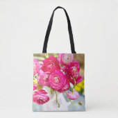 Roze Ranunculus Flowers Canvas tas (Voorkant)