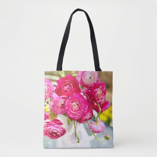 Roze Ranunculus Flowers Canvas tas (Voorkant)