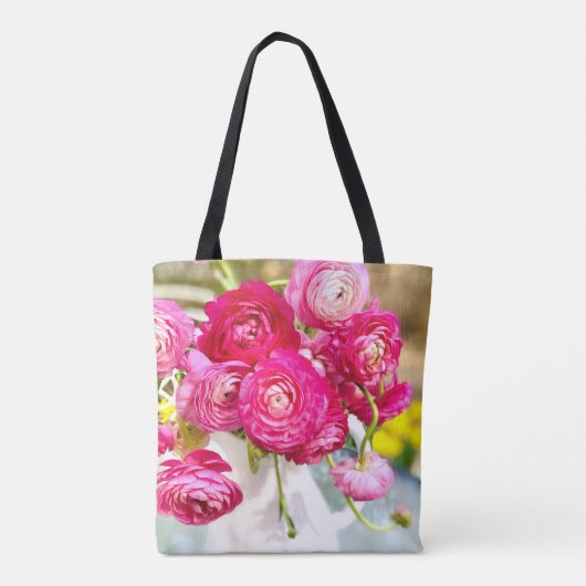 Roze Ranunculus Flowers Canvas tas (Achterkant)