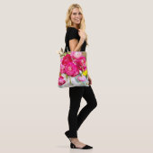 Roze Ranunculus Flowers Canvas tas (Op model)
