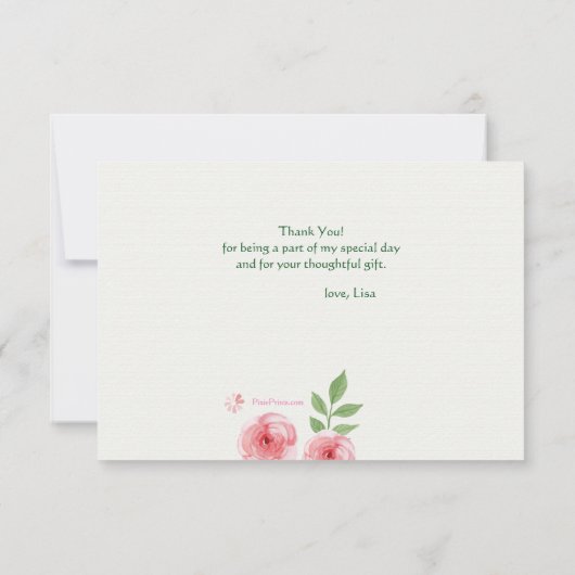 Roze Ranunculus Flowers Hartelijk dank Bedankkaart (Achterkant)