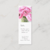 Roze ranunculus in een vase moeder bladwijzer mini visitekaartje (Voorkant)