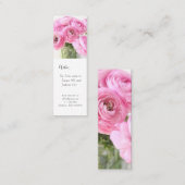 Roze ranunculus in een vase moeder bladwijzer mini visitekaartje (Voorkant / Achterkant)