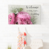 Roze ranunculus met nigellabloemen spandoek (Insitu)