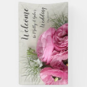Roze ranunculus met nigellabloemen spandoek (Verticaal)