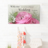 Roze ranunculus met wazig blad spandoek (Insitu)