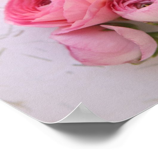 Roze ranunculus op getextureerd achtergrondteken poster (Hoek)