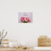 Roze ranunculus op getextureerd achtergrondteken poster (Keuken)