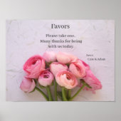 Roze ranunculus op getextureerd achtergrondteken poster (Voorkant)