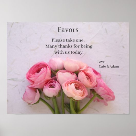 Roze ranunculus op getextureerd achtergrondteken poster (Voorkant)