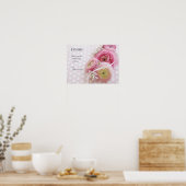 Roze ranunculus op poka-puntenbord poster (Keuken)