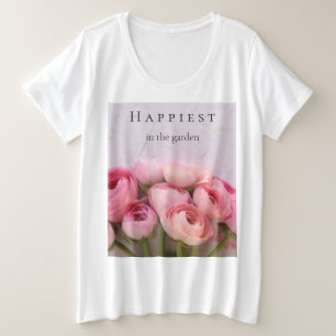 Roze ranunculus op textuur achtergrond grote maat t-shirt