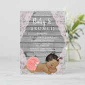  Roze ras Rustic Etnische Baby Brunch nodigt uit Kaart