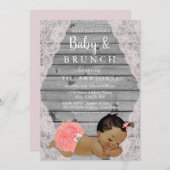  Roze ras Rustic Etnische Baby Brunch nodigt uit Kaart
