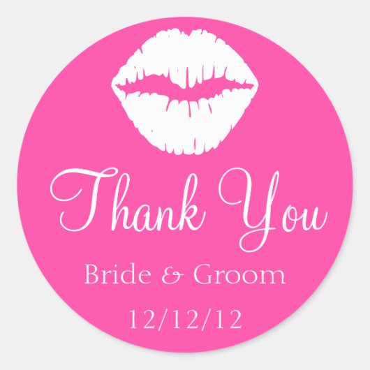 Roze Raspberry Sherbet en Witte Lippen Dank u Ronde Sticker (Voorkant)