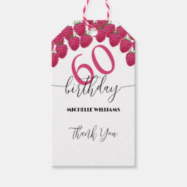 Roze Raspberry Waterverf Kunst Kalligrafie Verjaar Cadeaulabel