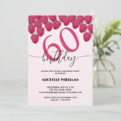 Roze Raspberry Waterverf Kunst Kalligrafie Verjaar Kaart (Staand voorkant)