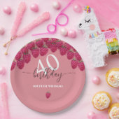 Roze Raspberry Waterverf Kunst Kalligrafie Verjaar Papieren Bordje (Feest)