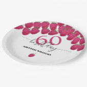 Roze Raspberry Waterverf Kunst Kalligrafie Verjaar Papieren Bordje (Gekanteld)