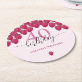 Roze Raspberry Waterverf Kunst Kalligrafie Verjaar Ronde Kartonnen Onderzetter (Gebogen)