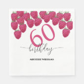 Roze Raspberry Waterverf Kunst Kalligrafie Verjaar Servet (Voorkant)