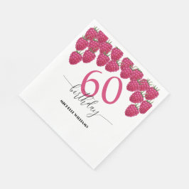 Roze Raspberry Waterverf Kunst Kalligrafie Verjaar Servet