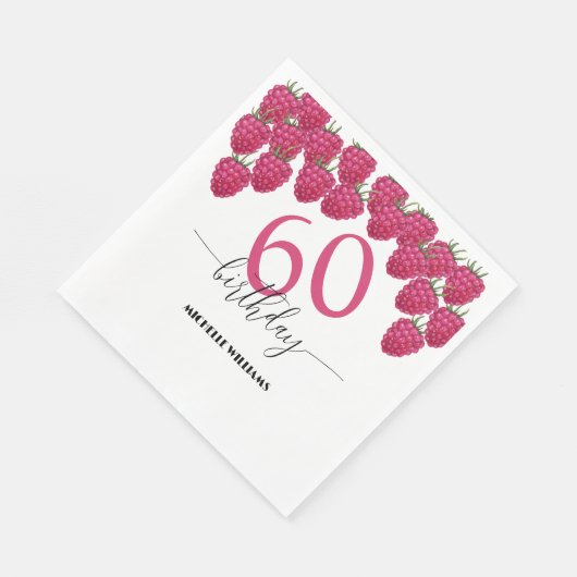 Roze Raspberry Waterverf Kunst Kalligrafie Verjaar Servet (Hoek)