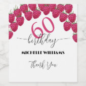 Roze Raspberry Waterverf Kunst Kalligrafie Verjaar Wijn Etiket (Enkel label)