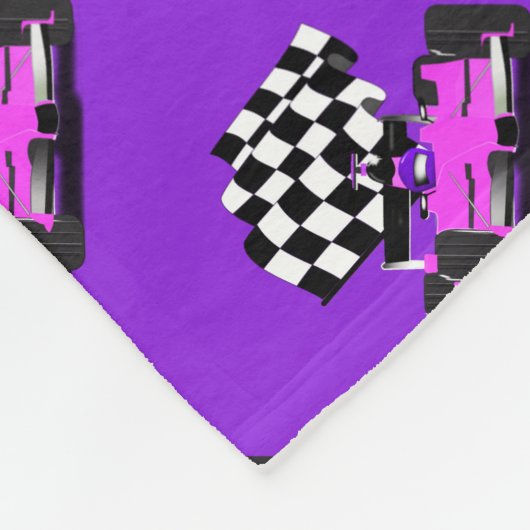 Roze rassenauto met gecheckte vlag fleece deken (Hoek)