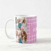 Roze raster 4 foto modern minimaal eenvoudig koffiemok (Links)