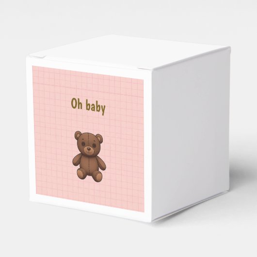 Roze raster meisje baby shower gunst box bedankdoosjes (Voorkant Zijde)