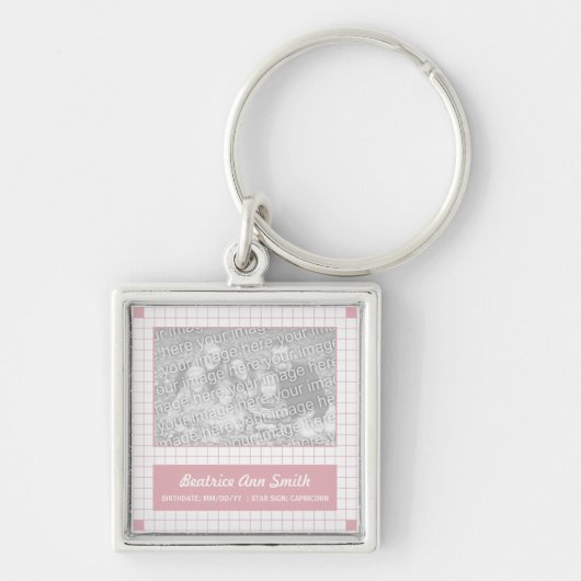 Roze rasterfoto sleutelhanger (Voorkant)