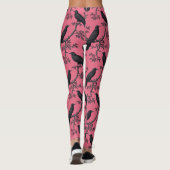 Roze  Raven Birds Pattern Leggings (Achterkant)