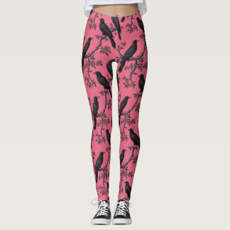 Roze  Raven Birds Pattern Leggings
