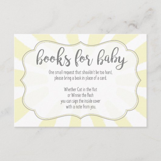 Roze Ray van Sunshine Baby shower Book Request Car Informatiekaartje (Voorkant)