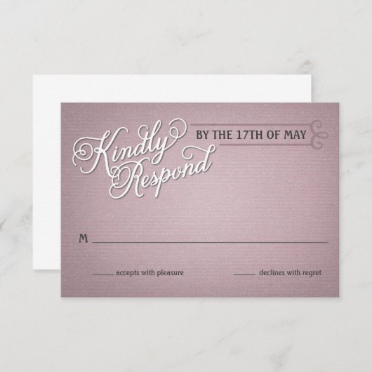 Roze reactie op bittere pil RSVP kaartje (Voorkant / Achterkant)