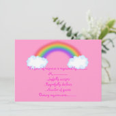 roze reactiekaart met regenboog-rsvp kaart (Staand voorkant)