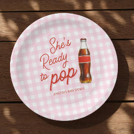 Roze Ready To Pop Soda Pop Cola Baby shower Papieren Bordje