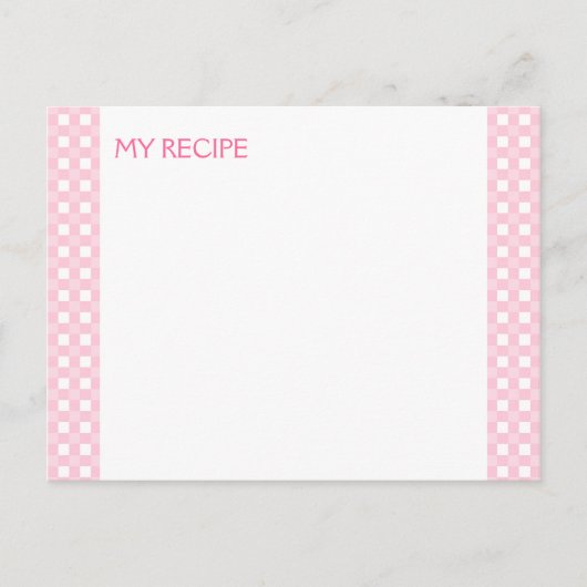 Roze receptiekaarten voor Gingham Briefkaart (Voorkant)